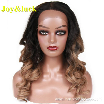 Lacefront Wholesale Wigs Black Ombre Brown Front Lace Body Waves Ladies Hair Natural Wavy Lace Front Wigs Synthetic Hair Wigs